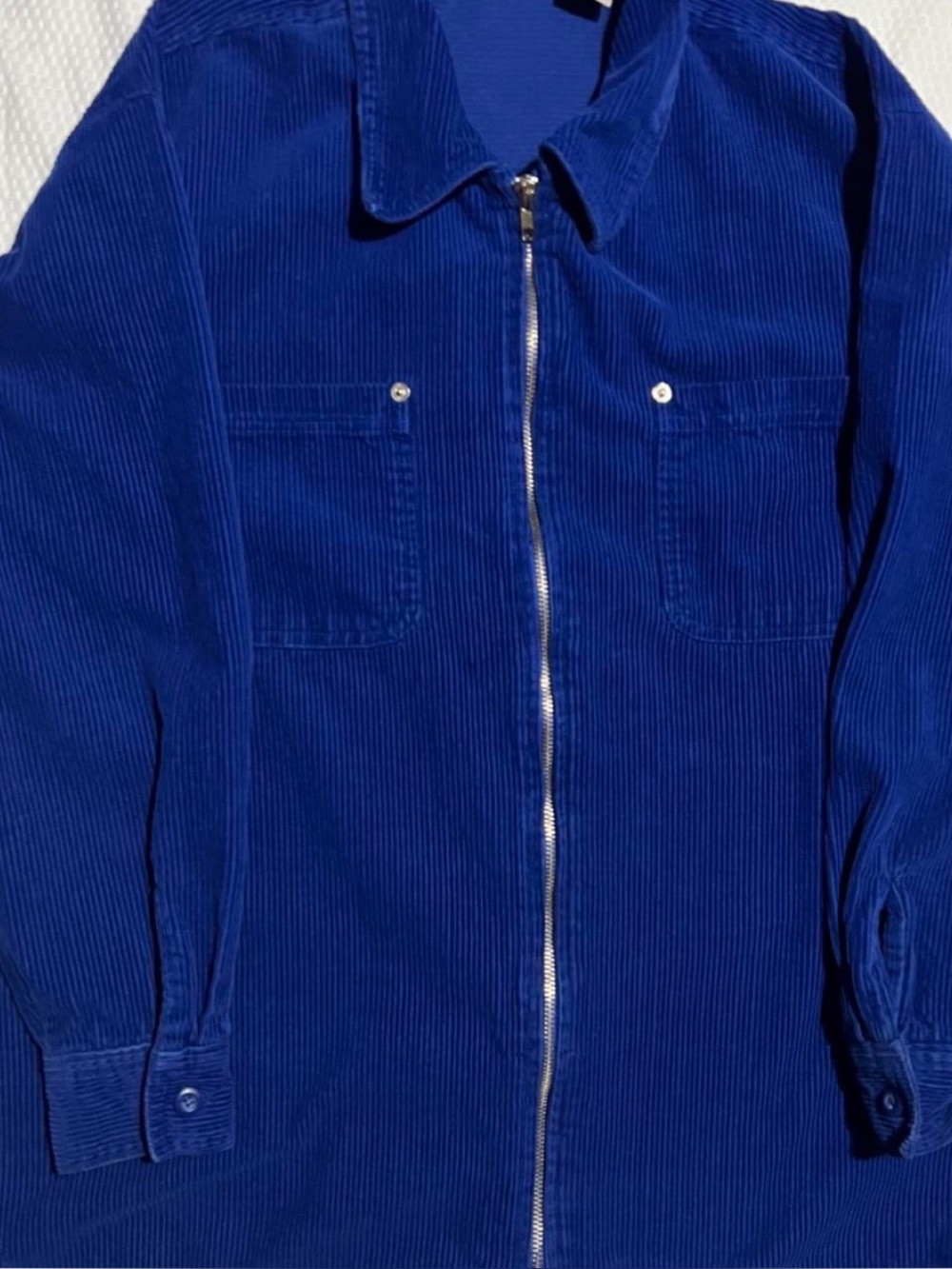 Faded Glory Deep Blue Corduroy Zip Utility Jacket (unisex)